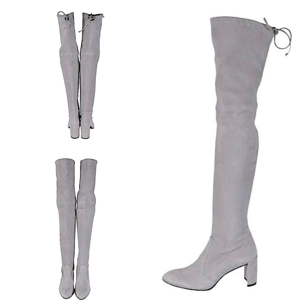 Stuart Weitzman Grey Suede Over the Knee Boots